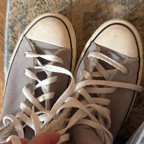 Converse Gray High-Top Sneakers with White Laces, with fur - Picture 5 of 6